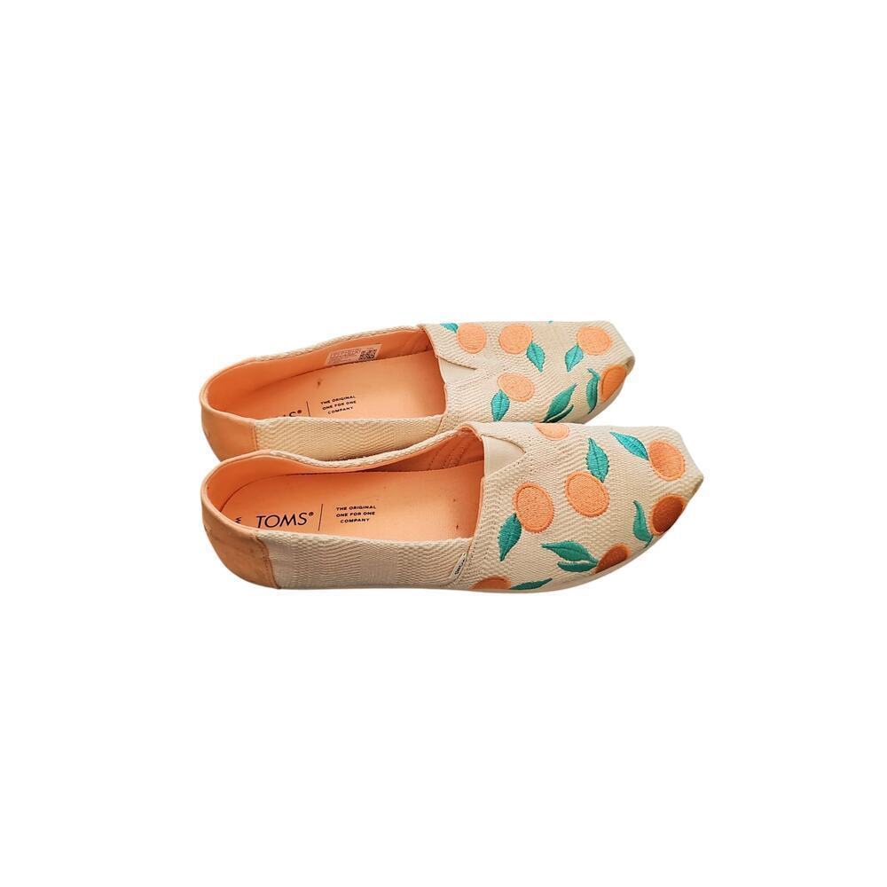 Toms loafers flats slip on  embroidered orange fruit summer shoes sz 9 SH426 - Picture 3 of 8